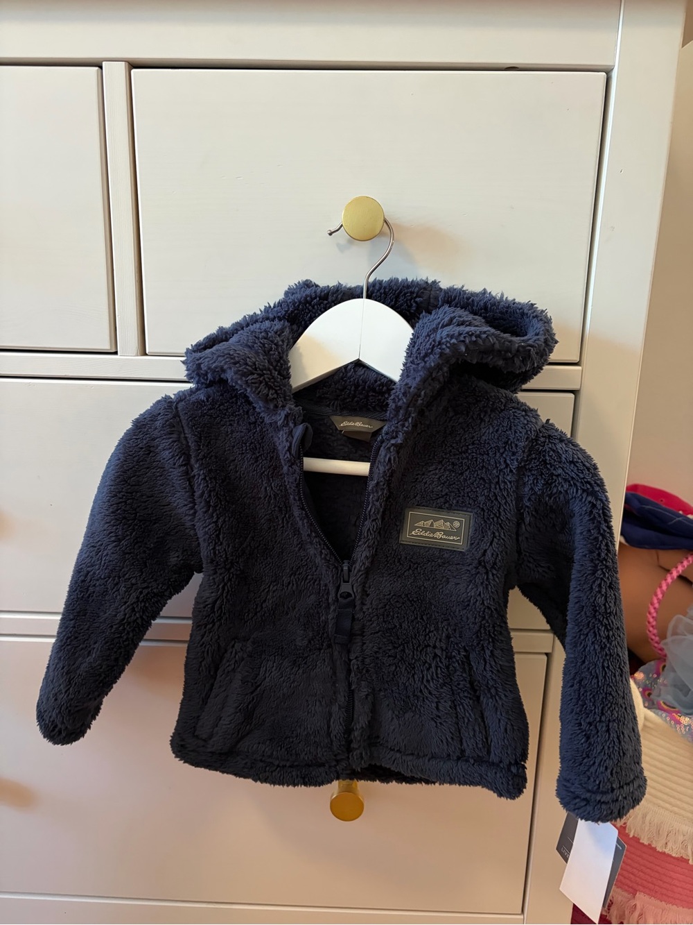 Eddie Bauer Sherpa Jacket 12M NWT Blue Hooded Fleece Zip Up